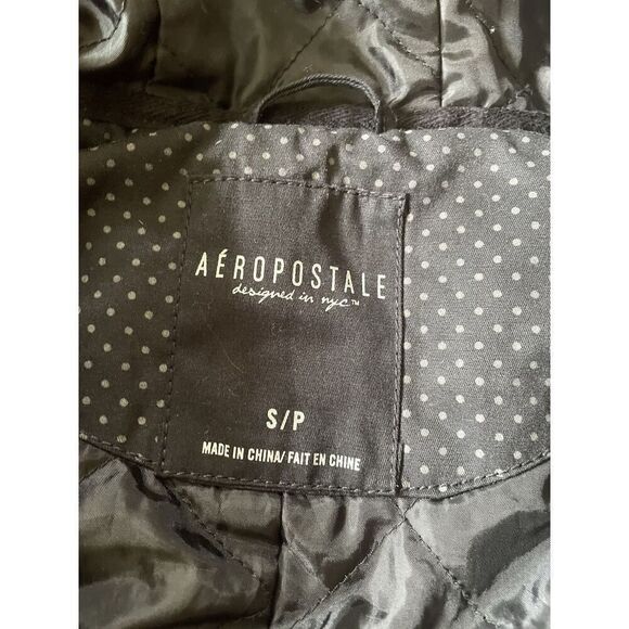 Aeropostale Women’s Full Zip Hoddie Jacket Small Brown Pockets Belted Thumbhol - Picture 8 of 9